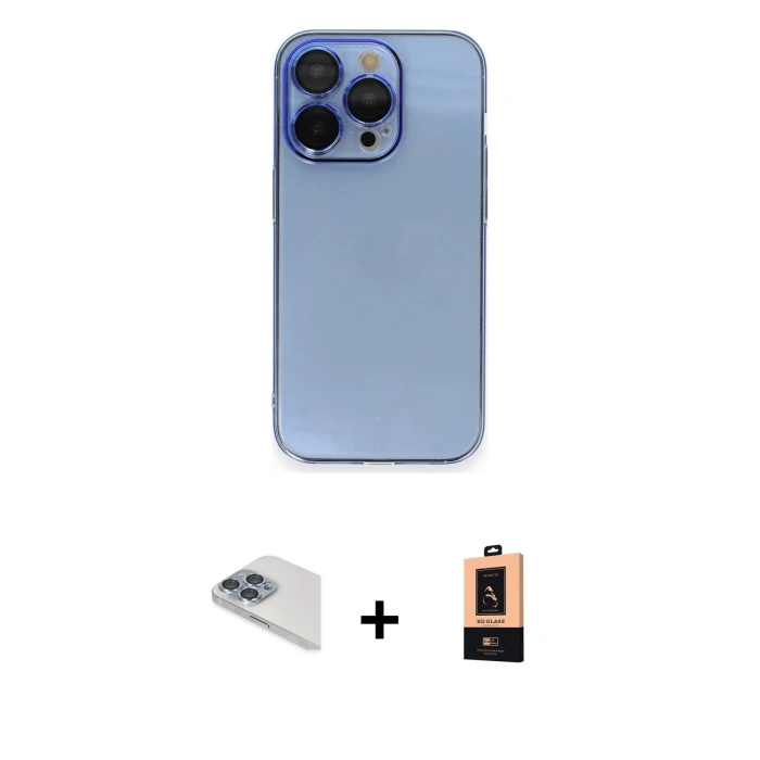 ieg™ iPhone 13 Pro Max Kılıf Siluet Minimal Özel Seri - Şeffaf Maxco Cam Ekran Koruyucu + Pers Alüminyum Kamera Lens - SABE