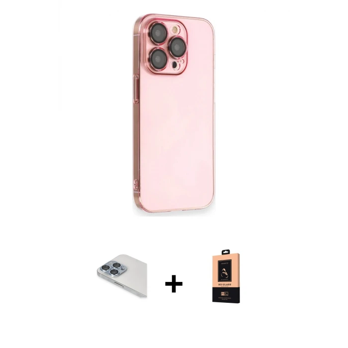ieg™ iPhone 13 Pro Max Kılıf Siluet Minimal Özel Seri - Şeffaf Maxco Cam Ekran Koruyucu + Pers Alüminyum Kamera Lens - SABE