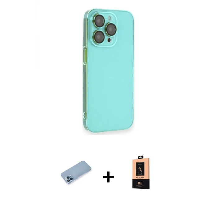 ieg™ iPhone 13 Pro Max Kılıf Siluet Minimal Özel Seri - Şeffaf Maxco Cam Ekran Koruyucu + Shine Kamera Lens Koruma Cam - MI
