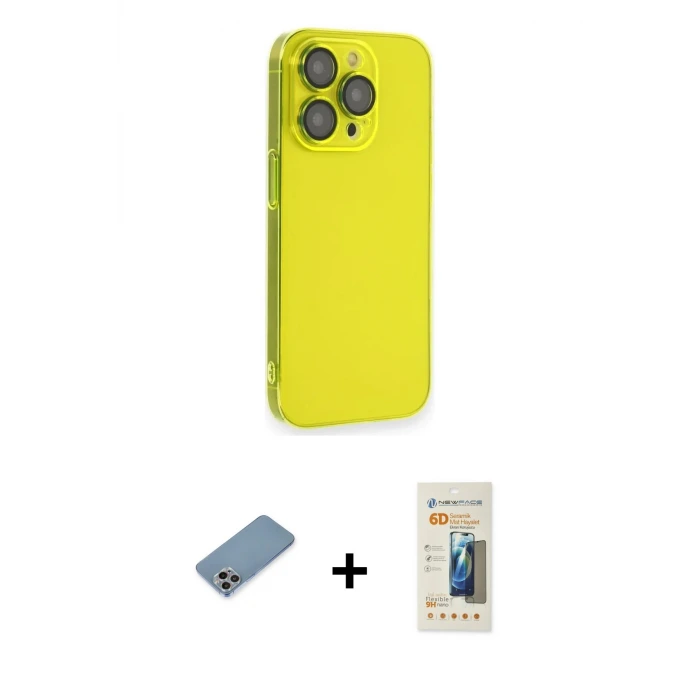ieg™ iPhone 13 Pro Max Kılıf Siluet Minimal Özel Seri - Siyah 6D Mat Seramik Hayalet Nano Ekran Koruyucu + Shine Kamera Lens Koruma Cam - GI