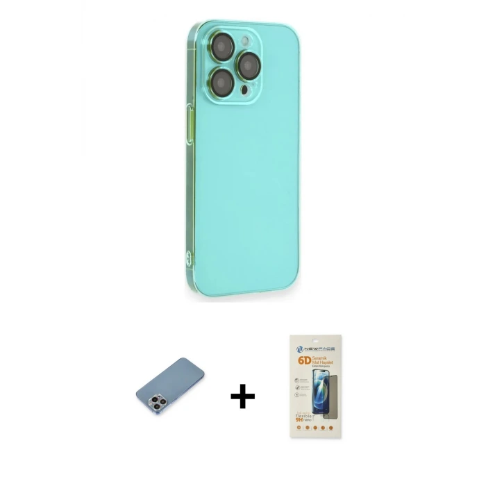 ieg™ iPhone 13 Pro Max Kılıf Siluet Minimal Özel Seri - Siyah 6D Mat Seramik Hayalet Nano Ekran Koruyucu + Shine Kamera Lens Koruma Cam - GI
