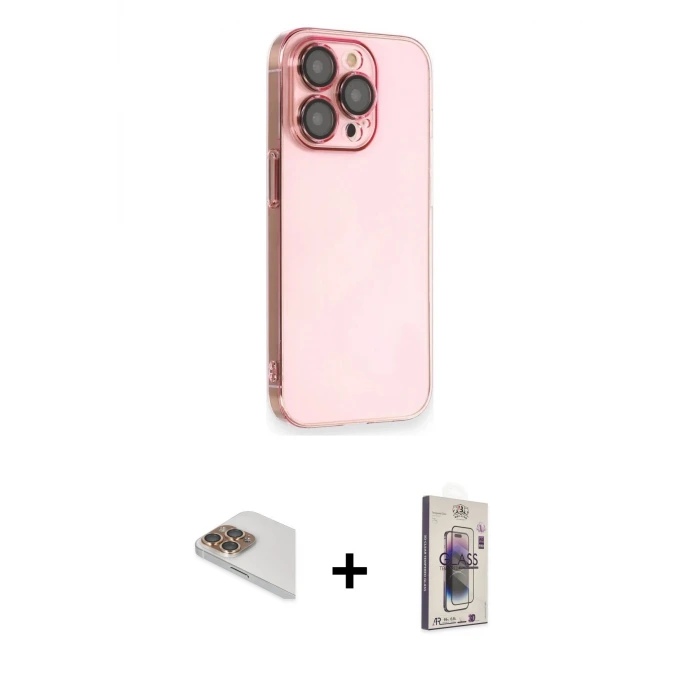 ieg™ iPhone 13 Pro Max Kılıf Siluet Minimal Özel Seri - Siyah Bilvis 3D Cam Ekran Koruyucu + Pers Alüminyum Kamera Lens - GD