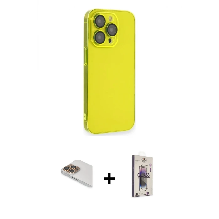 ieg™ iPhone 13 Pro Max Kılıf Siluet Minimal Özel Seri - Siyah Bilvis 3D Cam Ekran Koruyucu + Pers Alüminyum Kamera Lens - GD