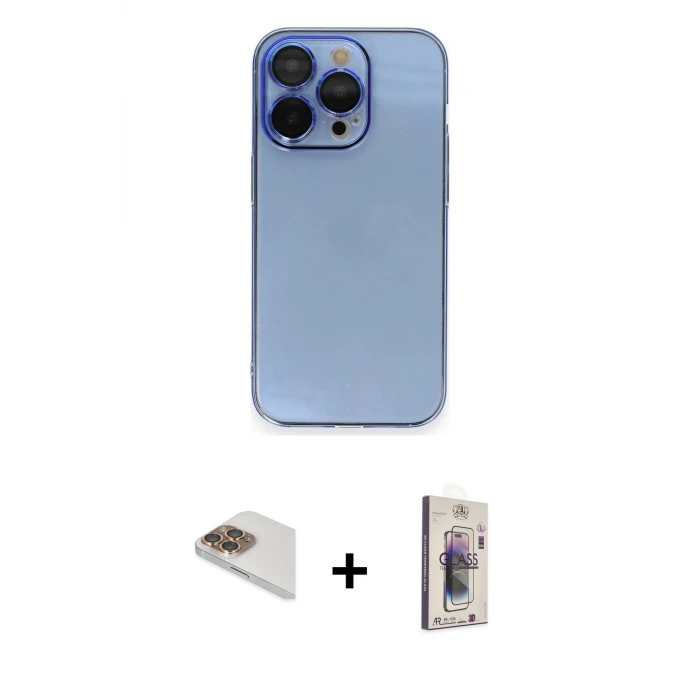 ieg™ iPhone 13 Pro Max Kılıf Siluet Minimal Özel Seri - Siyah Bilvis 3D Cam Ekran Koruyucu + Pers Alüminyum Kamera Lens - GD
