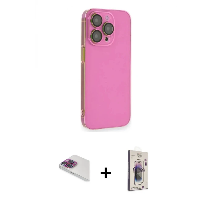 ieg™ iPhone 13 Pro Max Kılıf Siluet Minimal Özel Seri - Siyah Bilvis 3D Cam Ekran Koruyucu + Pers Alüminyum Kamera Lens - GI
