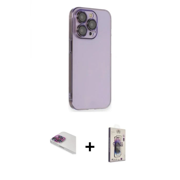 ieg™ iPhone 13 Pro Max Kılıf Siluet Minimal Özel Seri - Siyah Bilvis 3D Cam Ekran Koruyucu + Pers Alüminyum Kamera Lens - GI