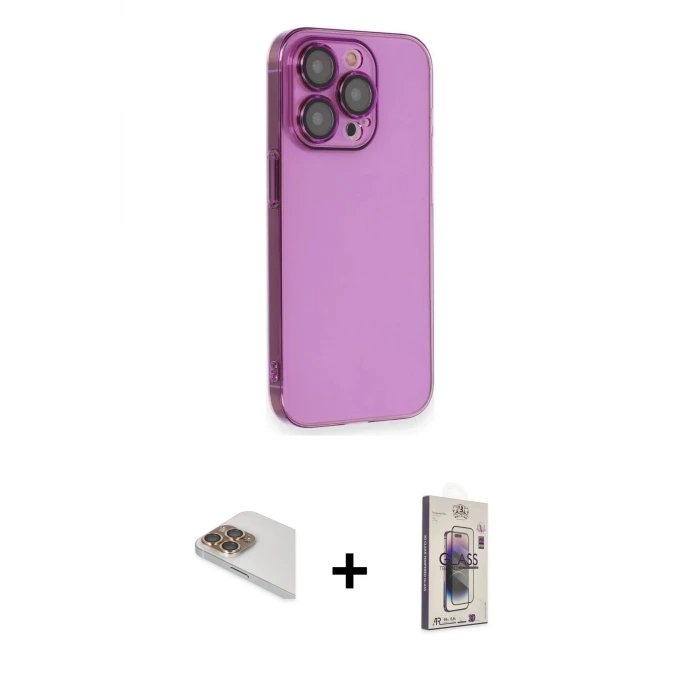 ieg™ iPhone 13 Pro Max Kılıf Siluet Minimal Özel Seri - Siyah Bilvis 3D Cam Ekran Koruyucu + Pers Alüminyum Kamera Lens - GD