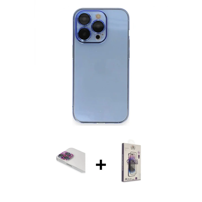 ieg™ iPhone 13 Pro Max Kılıf Siluet Minimal Özel Seri - Siyah Bilvis 3D Cam Ekran Koruyucu + Pers Alüminyum Kamera Lens - GI