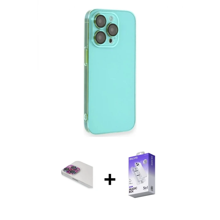 ieg™ iPhone 13 Pro Max Kılıf Siluet Minimal Özel Seri - Siyah Bilvis 5in1 3D Magic Cam Ekran Koruyucu + Pers Alüminyum Kamera Lens - GI