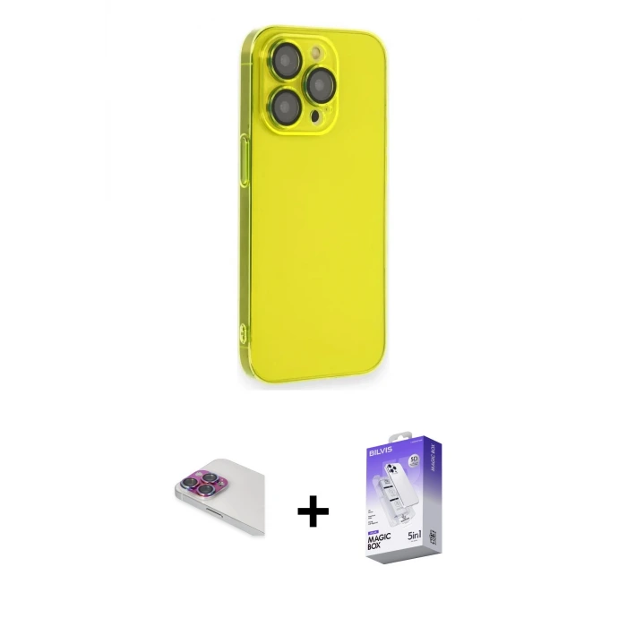 ieg™ iPhone 13 Pro Max Kılıf Siluet Minimal Özel Seri - Siyah Bilvis 5in1 3D Magic Cam Ekran Koruyucu + Pers Alüminyum Kamera Lens - GI