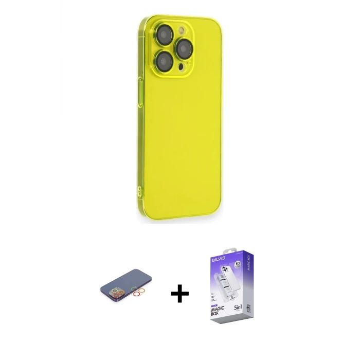 ieg™ iPhone 13 Pro Max Kılıf Siluet Minimal Özel Seri - Siyah Bilvis 5in1 3D Magic Cam Ekran Koruyucu + Renkli Kamera Lens Koruma Cam - TU