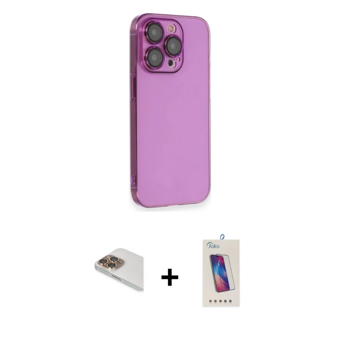 ieg™ iPhone 13 Pro Max Kılıf Siluet Minimal Özel Seri - Siyah Joko 5D Cam + Pers Alüminyum Kamera Lens - GD