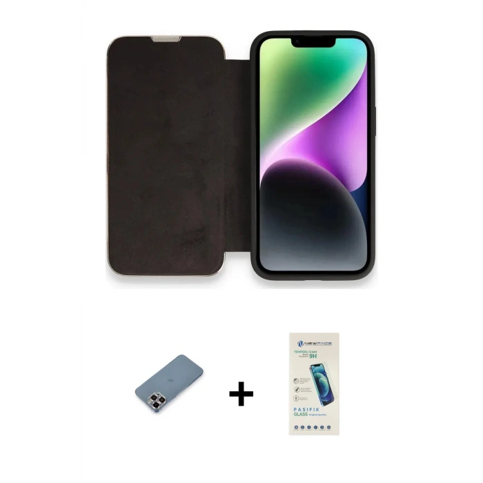 ieg™ iPhone 13 Pro Max Kılıf Siluet Minimal Serisi - Şeffaf Pasifik Cam Ekran Koruyucu + Metal Kamera Lens Koruma Cam - MR
