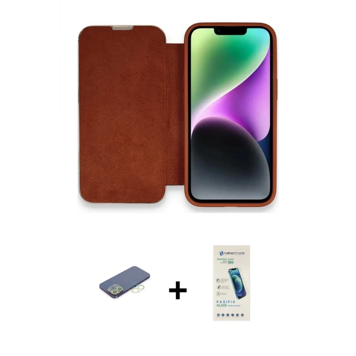 ieg™ iPhone 13 Pro Max Kılıf Siluet Minimal Serisi - Şeffaf Pasifik Cam Ekran Koruyucu + Renkli Kamera Lens Koruma Cam - YL