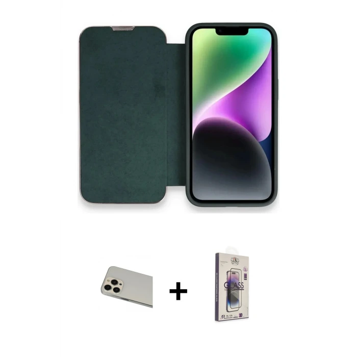 ieg™ iPhone 13 Pro Max Kılıf Siluet Minimal Serisi - Siyah Bilvis 3D Cam Ekran Koruyucu + Rainbow Kamera Lens Koruma Cam - REGD