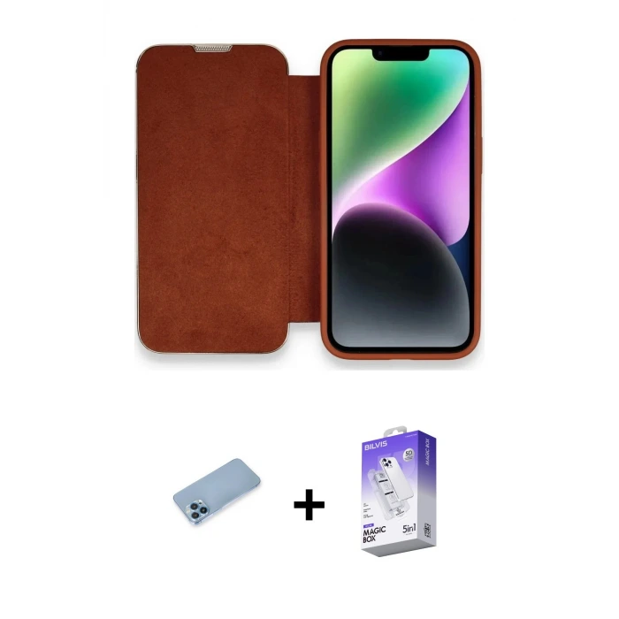 ieg™ iPhone 13 Pro Max Kılıf Siluet Minimal Serisi - Siyah Bilvis 5in1 3D Magic Cam Ekran Koruyucu + Shine Kamera Lens Koruma Cam - MI