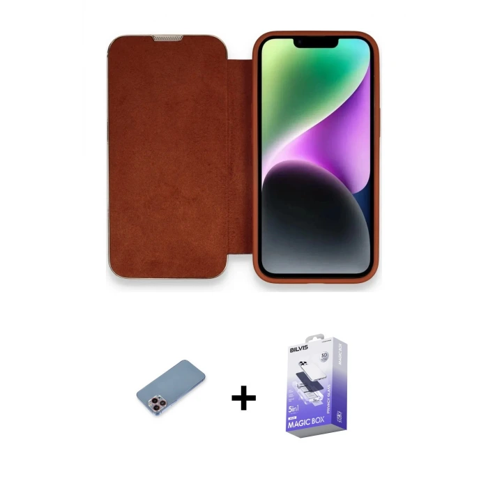 ieg™ iPhone 13 Pro Max Kılıf Siluet Minimal Serisi - Siyah Bilvis 5in1 5D Magic Hayalet Cam Ekran Koruyucu + Shine Kamera Lens Koruma Cam - PE