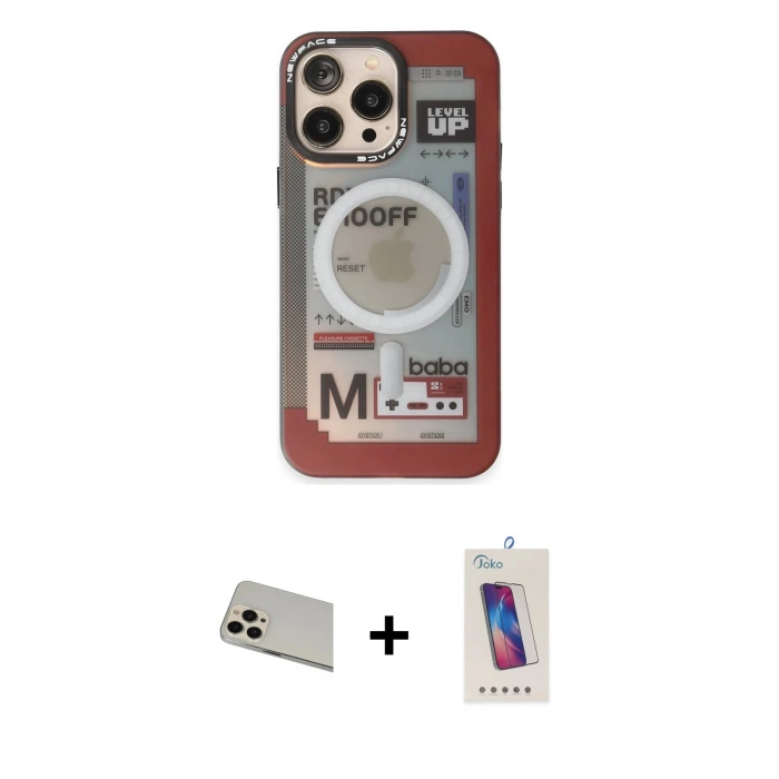 ieg™ iPhone 13 Pro Max Kılıf Siluet Modern Koleksiyonu - Siyah Joko 5D Cam + Rainbow Kamera Lens Koruma Cam - REGD