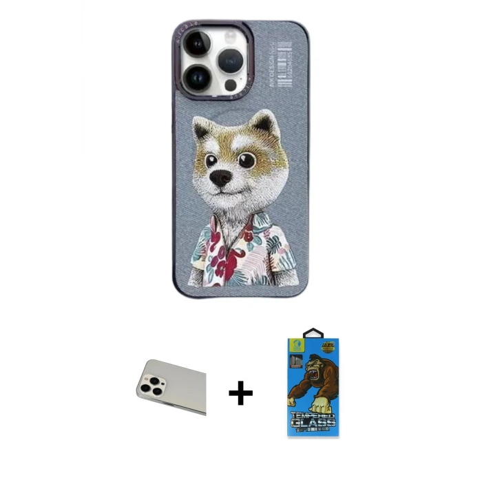ieg™ iPhone 13 Pro Max Kılıf Siluet Modern Özel Seri - Siyah 18D Cam Ekran Koruyucu + Rainbow Kamera Lens Koruma Cam - BZ