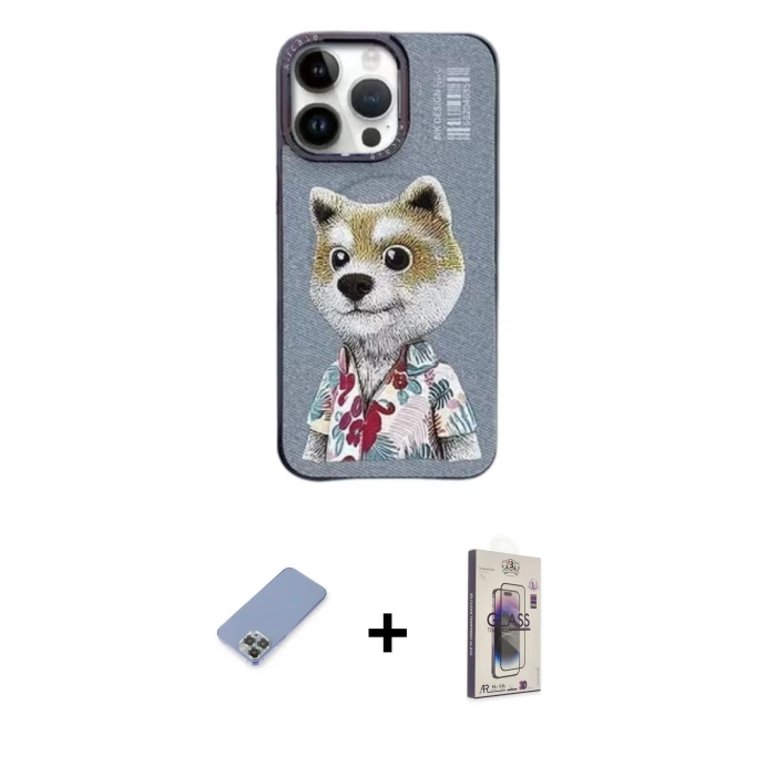 ieg™ iPhone 13 Pro Max Kılıf Siluet Modern Özel Seri - Siyah Bilvis 3D Cam Ekran Koruyucu + Metal Kamera Lens Koruma Cam - KUYL