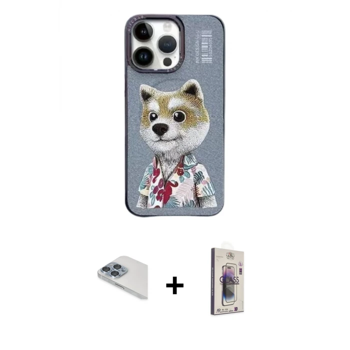 ieg™ iPhone 13 Pro Max Kılıf Siluet Modern Özel Seri - Siyah Bilvis 3D Cam Ekran Koruyucu + Pers Alüminyum Kamera Lens - SABE