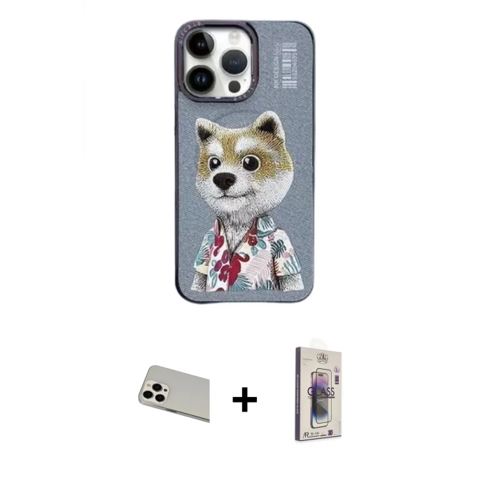 ieg™ iPhone 13 Pro Max Kılıf Siluet Modern Özel Seri - Siyah Bilvis 3D Cam Ekran Koruyucu + Rainbow Kamera Lens Koruma Cam - BZ