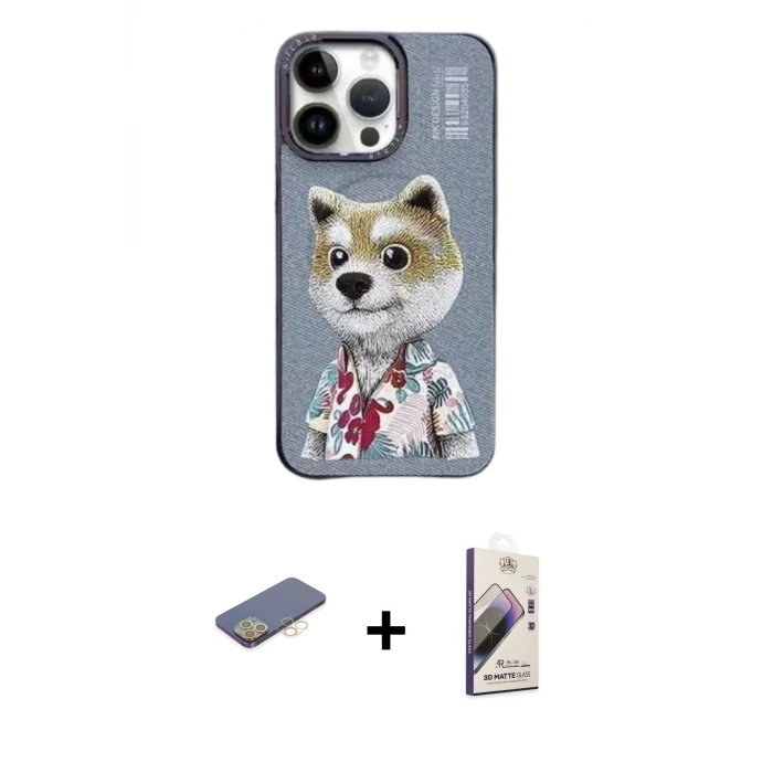 ieg™ iPhone 13 Pro Max Kılıf Siluet Modern Özel Seri - Siyah Bilvis 3D Mat Cam Ekran Koruyucu + Renkli Kamera Lens Koruma Cam - SI