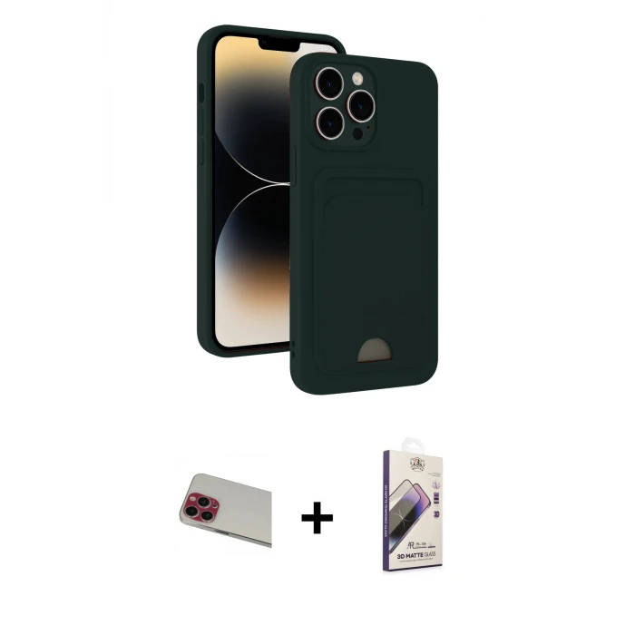 ieg™ iPhone 13 Pro Max Kılıf Vadi Çizgi Prime - Siyah Bilvis 3D Mat Cam Ekran Koruyucu + Rainbow Kamera Lens Koruma Cam - KI