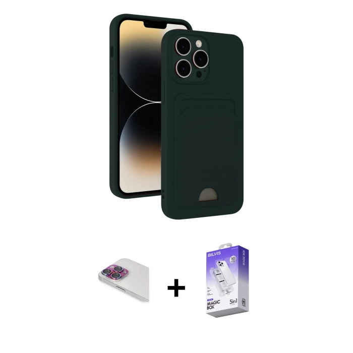 ieg™ iPhone 13 Pro Max Kılıf Vadi Çizgi Prime - Siyah Bilvis 5in1 3D Magic Cam Ekran Koruyucu + Pers Alüminyum Kamera Lens - GI
