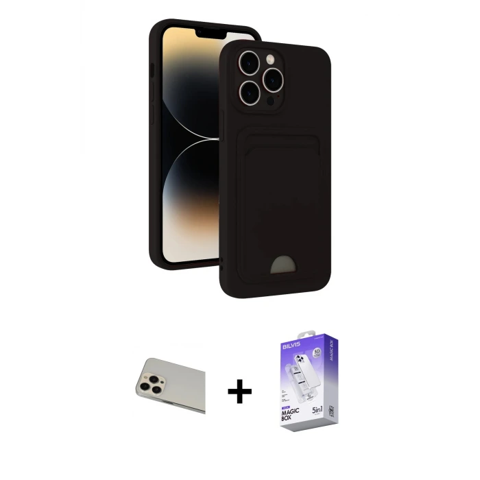 ieg™ iPhone 13 Pro Max Kılıf Vadi Çizgi Prime - Siyah Bilvis 5in1 3D Magic Cam Ekran Koruyucu + Rainbow Kamera Lens Koruma Cam - REGD