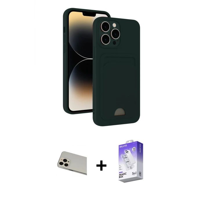 ieg™ iPhone 13 Pro Max Kılıf Vadi Çizgi Prime - Siyah Bilvis 5in1 3D Magic Cam Ekran Koruyucu + Rainbow Kamera Lens Koruma Cam - REGD