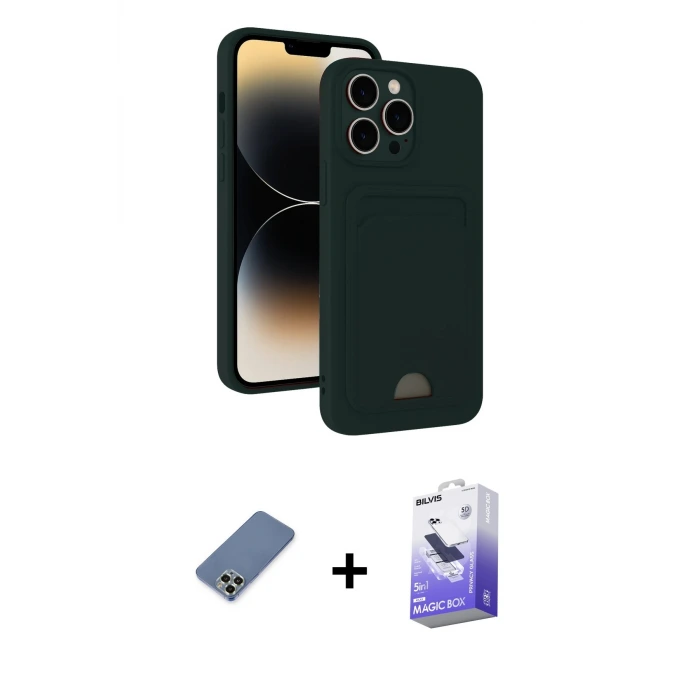 ieg™ iPhone 13 Pro Max Kılıf Vadi Çizgi Prime - Siyah Bilvis 5in1 5D Magic Hayalet Cam Ekran Koruyucu + Metal Kamera Lens Koruma Cam - AKYL
