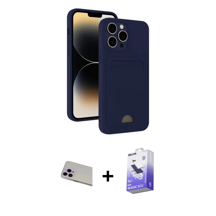 ieg™ iPhone 13 Pro Max Kılıf Vadi Çizgi Prime - Siyah Bilvis 5in1 5D Magic Hayalet Cam Ekran Koruyucu + Rainbow Kamera Lens Koruma Cam - MR