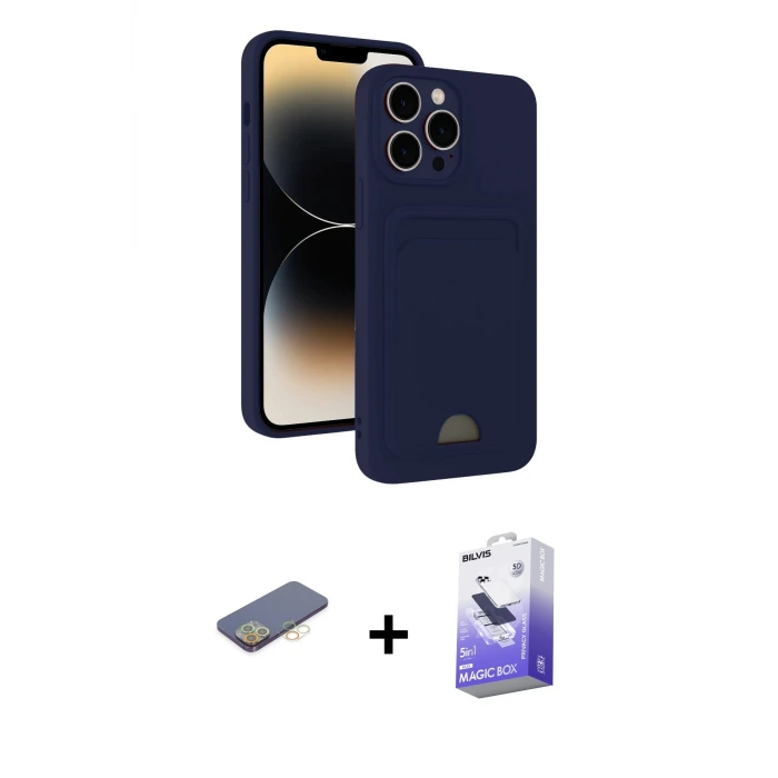 ieg™ iPhone 13 Pro Max Kılıf Vadi Çizgi Prime - Siyah Bilvis 5in1 5D Magic Hayalet Cam Ekran Koruyucu + Renkli Kamera Lens Koruma Cam - SI