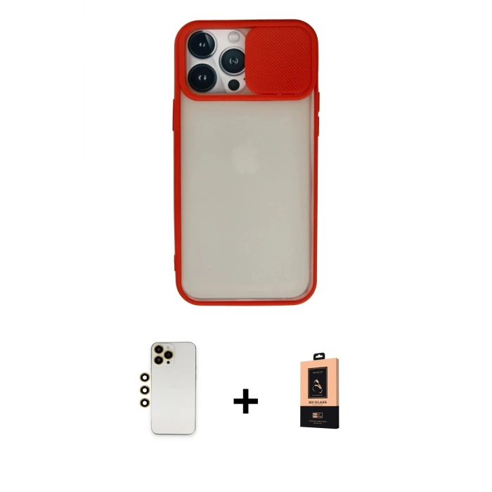 ieg™ iPhone 13 Pro Max Kılıf Vadi Çizgi - Şeffaf Maxco Cam Ekran Koruyucu + Shine Kamera Lens - GD