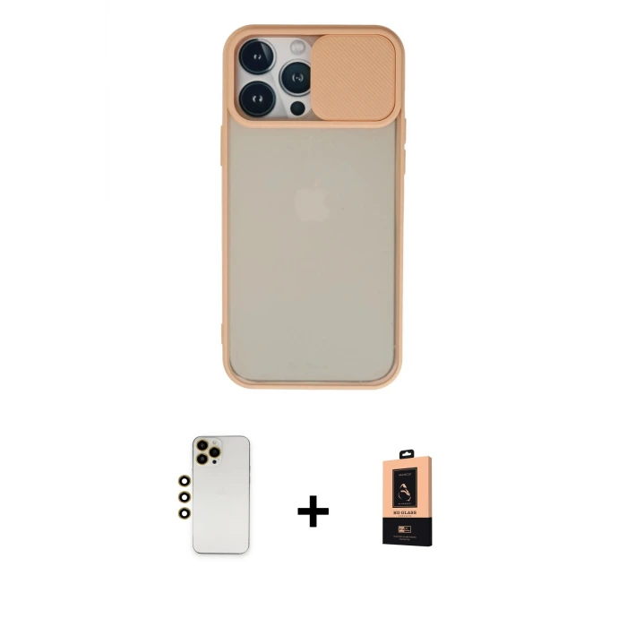ieg™ iPhone 13 Pro Max Kılıf Vadi Çizgi - Şeffaf Maxco Cam Ekran Koruyucu + Shine Kamera Lens - GD