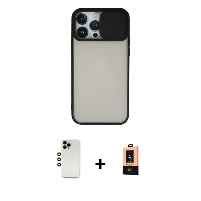 ieg™ iPhone 13 Pro Max Kılıf Vadi Çizgi - Şeffaf Maxco Cam Ekran Koruyucu + Shine Kamera Lens - GD