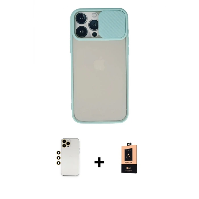 ieg™ iPhone 13 Pro Max Kılıf Vadi Çizgi - Şeffaf Maxco Cam Ekran Koruyucu + Shine Kamera Lens - GD