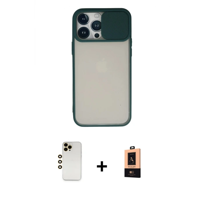 ieg™ iPhone 13 Pro Max Kılıf Vadi Çizgi - Şeffaf Maxco Cam Ekran Koruyucu + Shine Kamera Lens - GD