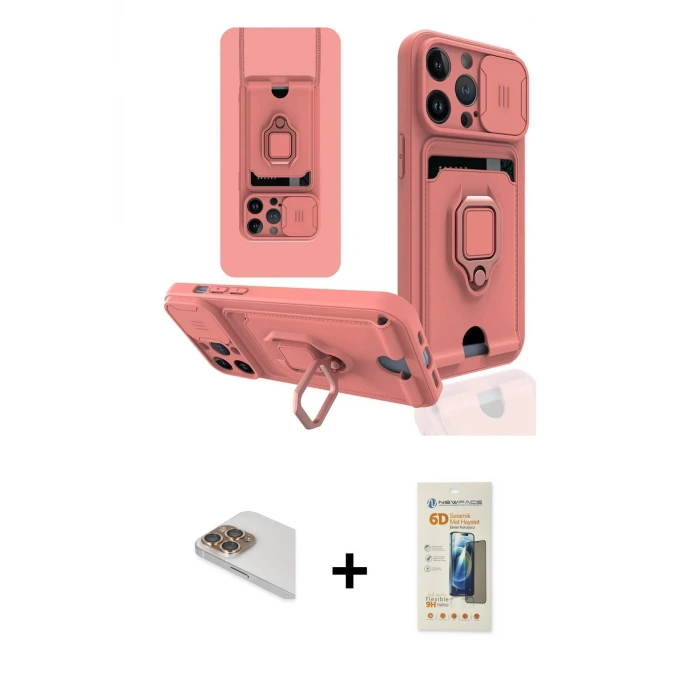 ieg™ iPhone 13 Pro Max Kılıf Vadi Form Prime - Siyah 6D Mat Seramik Hayalet Nano Ekran Koruyucu + Pers Alüminyum Kamera Lens - GD