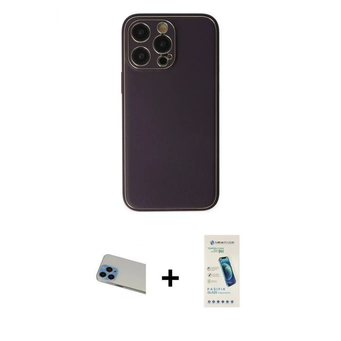 ieg™ iPhone 13 Pro Max Kılıf Yadigar Klasik - Şeffaf Pasifik Cam Ekran Koruyucu + Rainbow Kamera Lens Koruma Cam - MI