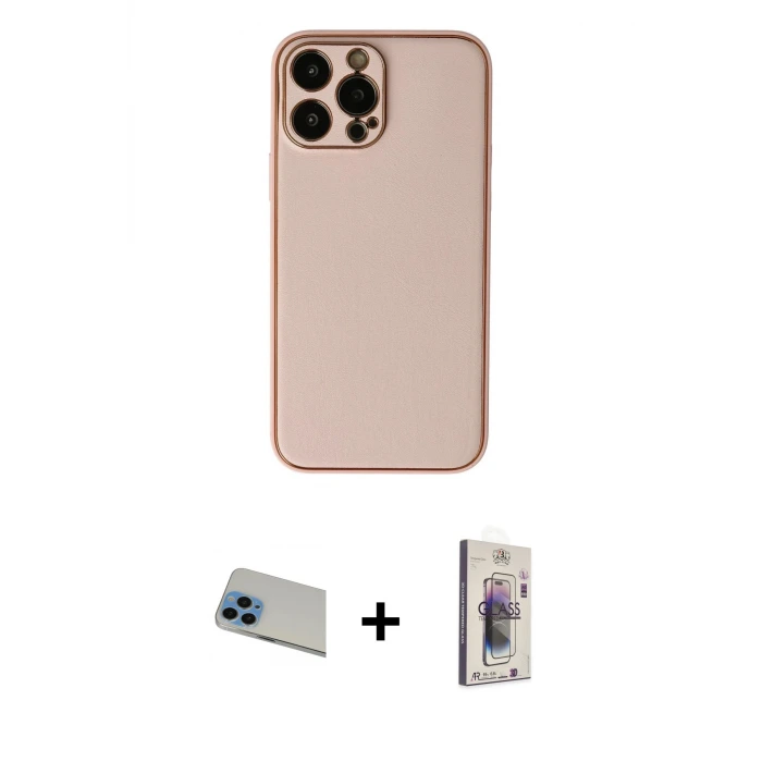 ieg™ iPhone 13 Pro Max Kılıf Yadigar Klasik - Siyah Bilvis 3D Cam Ekran Koruyucu + Rainbow Kamera Lens Koruma Cam - MI