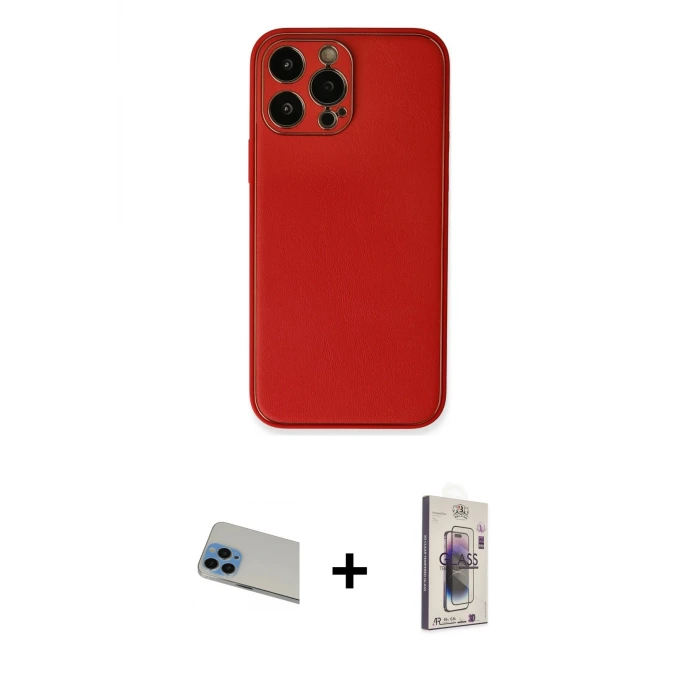 ieg™ iPhone 13 Pro Max Kılıf Yadigar Klasik - Siyah Bilvis 3D Cam Ekran Koruyucu + Rainbow Kamera Lens Koruma Cam - MI