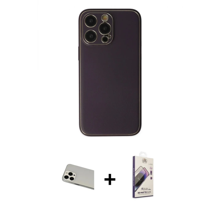 ieg™ iPhone 13 Pro Max Kılıf Yadigar Klasik - Siyah Bilvis 3D Mat Cam Ekran Koruyucu + Rainbow Kamera Lens Koruma Cam - BZ