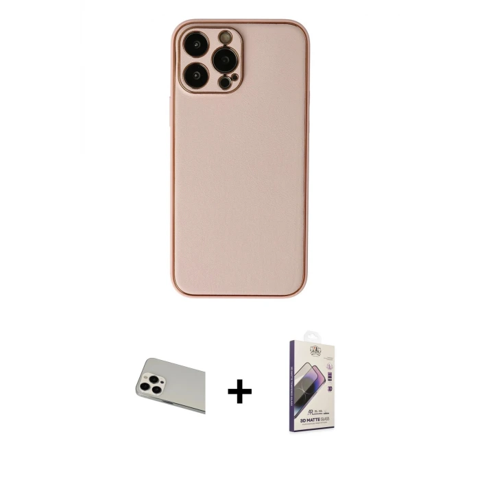 ieg™ iPhone 13 Pro Max Kılıf Yadigar Klasik - Siyah Bilvis 3D Mat Cam Ekran Koruyucu + Rainbow Kamera Lens Koruma Cam - BZ