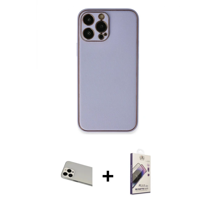 ieg™ iPhone 13 Pro Max Kılıf Yadigar Klasik - Siyah Bilvis 3D Mat Cam Ekran Koruyucu + Rainbow Kamera Lens Koruma Cam - BZ