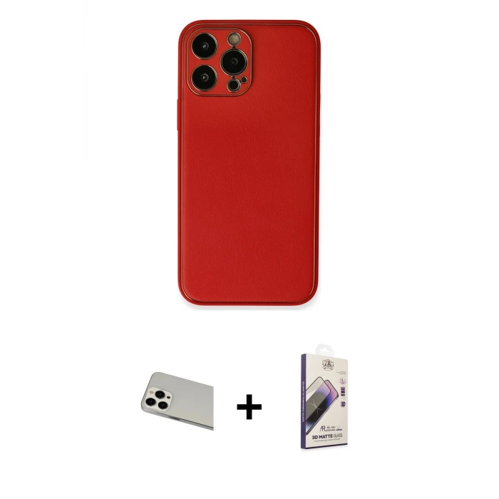 ieg™ iPhone 13 Pro Max Kılıf Yadigar Klasik - Siyah Bilvis 3D Mat Cam Ekran Koruyucu + Rainbow Kamera Lens Koruma Cam - BZ