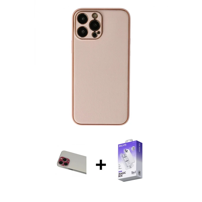 ieg™ iPhone 13 Pro Max Kılıf Yadigar Klasik - Siyah Bilvis 5in1 3D Magic Cam Ekran Koruyucu + Rainbow Kamera Lens Koruma Cam - KI