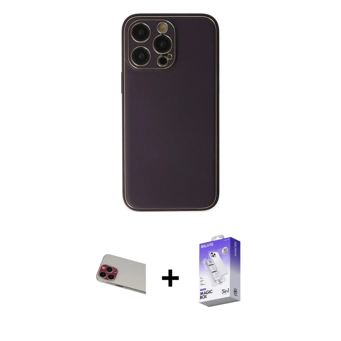 ieg™ iPhone 13 Pro Max Kılıf Yadigar Klasik - Siyah Bilvis 5in1 3D Magic Cam Ekran Koruyucu + Rainbow Kamera Lens Koruma Cam - KI