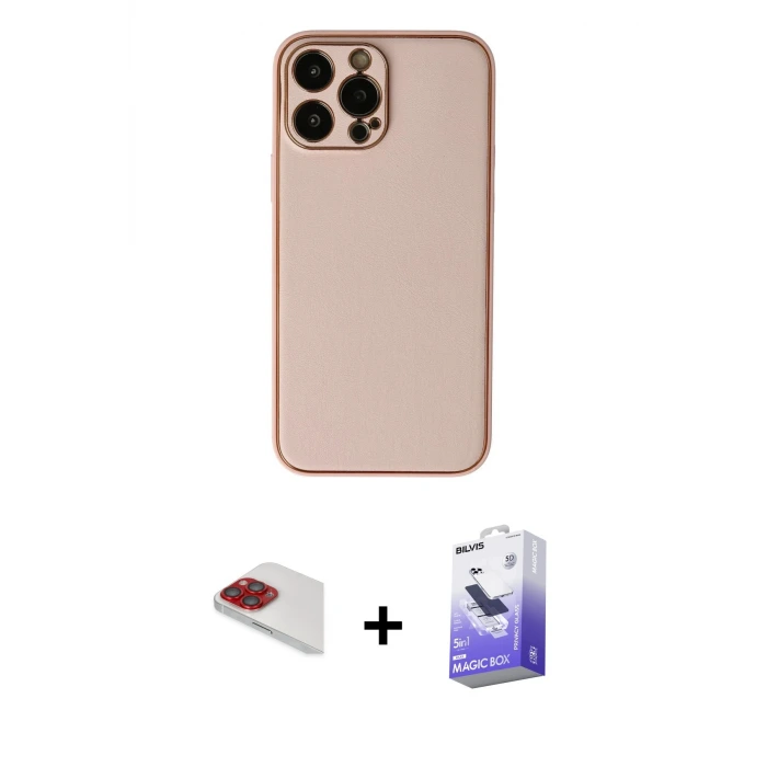 ieg™ iPhone 13 Pro Max Kılıf Yadigar Klasik - Siyah Bilvis 5in1 5D Magic Hayalet Cam Ekran Koruyucu + Pers Alüminyum Kamera Lens - KI